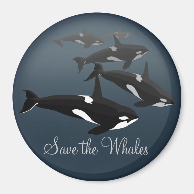 Orca Kühlschrankmagnet Custom Killer Whale Kunst,  (Vorne)