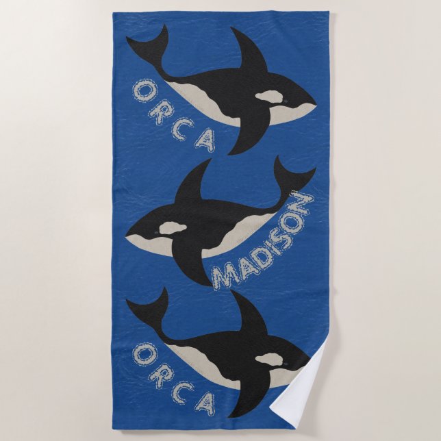 Orca Leder sieht hellblau personalisieren dies Strandtuch (Vorderseite)