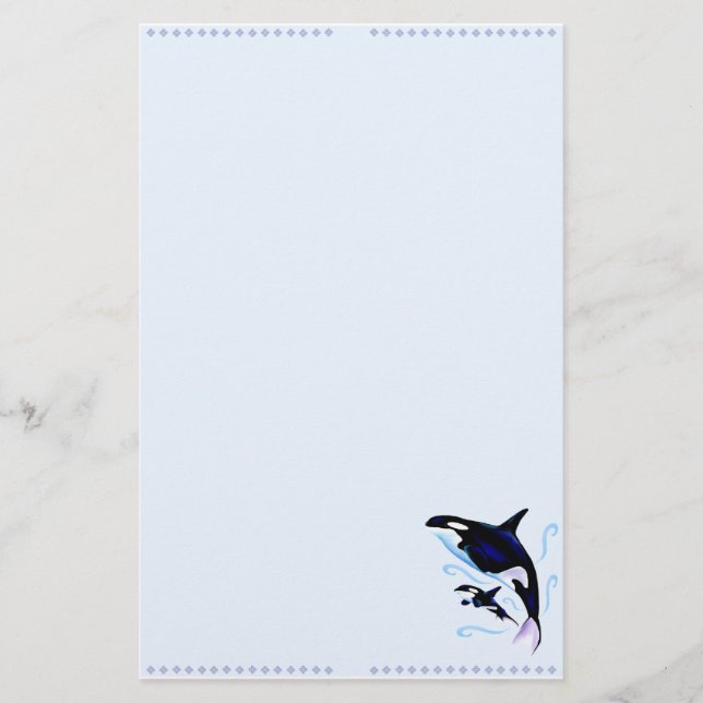 Orca-Mama und Baby-Briefpapier Briefpapier (Vorderseite)