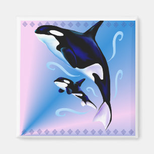 Orca Mama und Baby Magnet