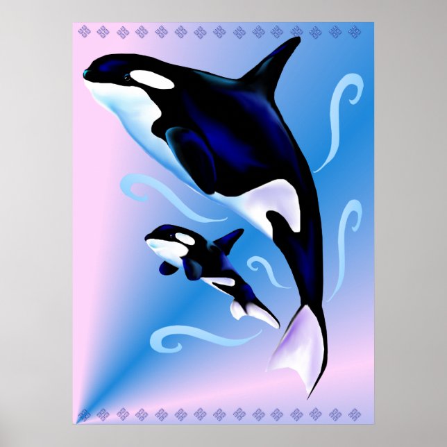 Orca-Mama und Babywerbung Poster (Vorne)