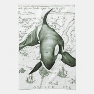 Orca Map Green Handtuch