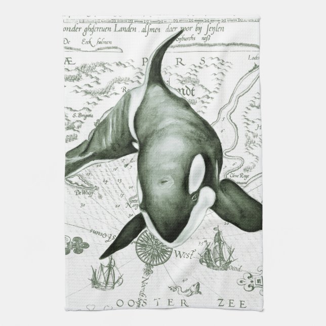 Orca Map Green Handtuch (Vertikal)