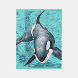 Orca Map Türkis Fleecedecke