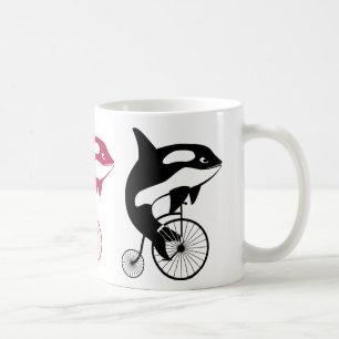Orca-Mörder-Wal auf Vintagem Fahrrad Kaffeetasse