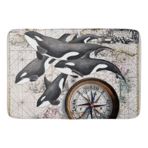 Orca Nautical Compass Badematte