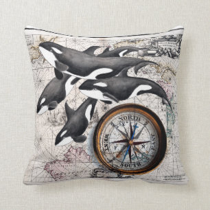 Orca-Nautik-Kompass Kissen