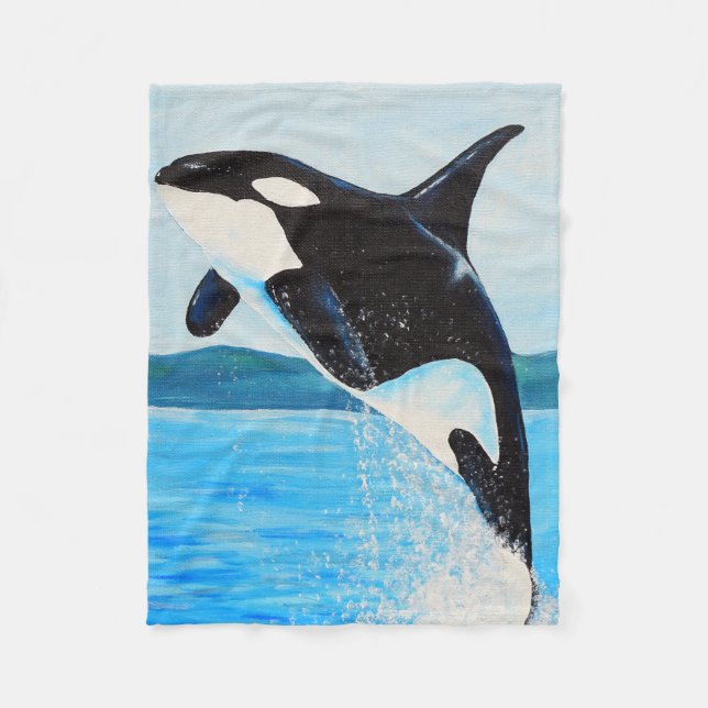 Orca Painting Fleecedecke (Vorderseite)