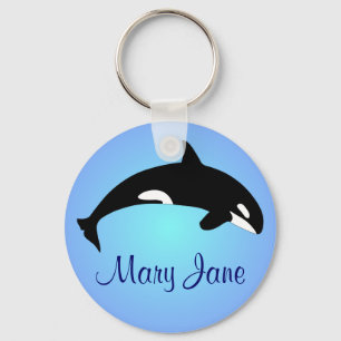 Orca-Schwertwal-Gradient Blau Name Schlüsselanhänger