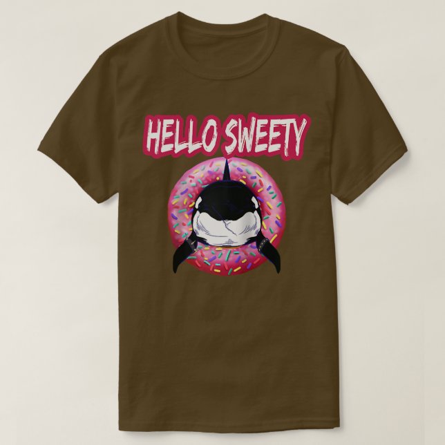 Orca schwimmt mit Donut T-Shirt (Design vorne)