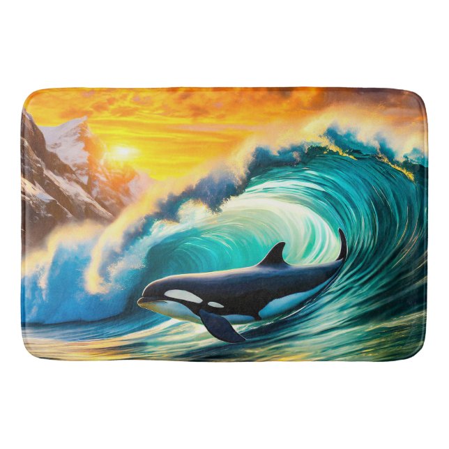 Orca Solo Wave Barrel Fun Design von Rich AMeN Gil Badematte (Vorderseite)