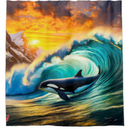 Orca Solo Wave Barrel Fun Design von Rich AMeN Gil Duschvorhang