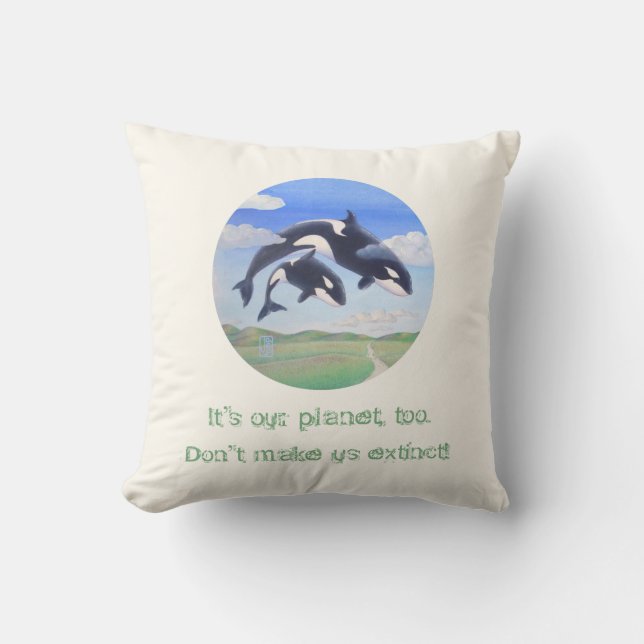 Orca Spirits "Es ist auch mein Planet" Kissen (Vorderseite)