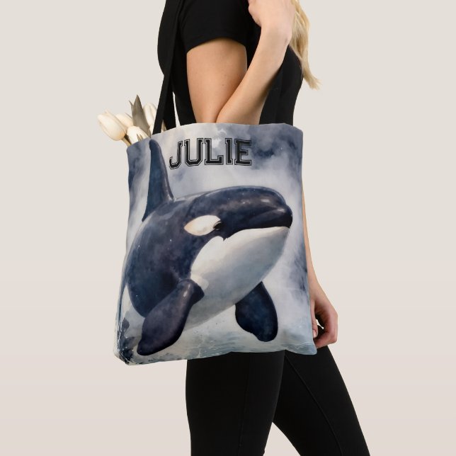  Orca Stürmische Wellen, Personalisiert Tasche (Von Nahem)