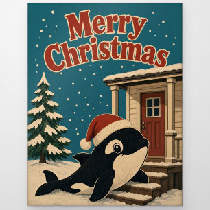 Orca-Terrassenstufe Tier Weihnachten Postkarte