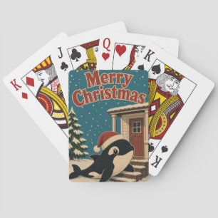 Orca-Terrassenstufe Tier Weihnachten Spielkarten