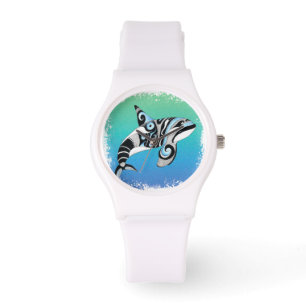 Orca Tribal Doodle Blau Armbanduhr
