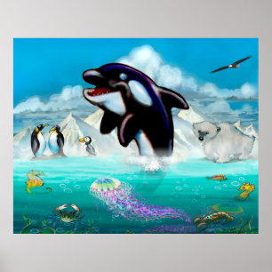 Orca und arktisches Poster