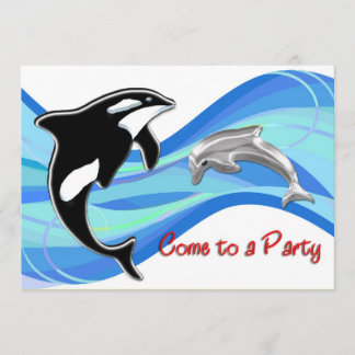 Orca und Dolphin in den Waves Einladung