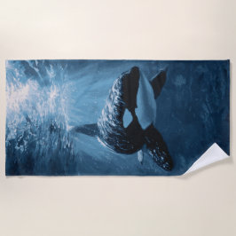 Orca Unterwasser-Lichtstrahlen Ozean-Illustration Strandtuch