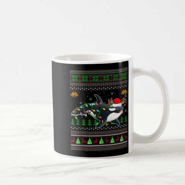 Orca-Wal hässliche Weihnachtspullover Santa Meer A Kaffeetasse (Rechts)