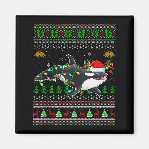 Orca-Wal hässliche Weihnachtspullover Santa Meer A Magnet