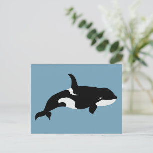 Orca-Wal-Illustration Cetacea Blau Postkarte