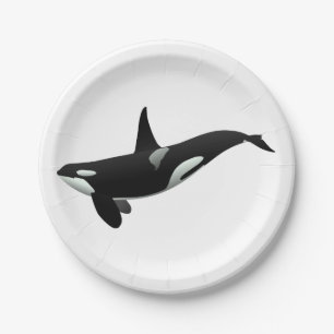 Orca Wal Illustration - Hintergrundfarbe auswählen Pappteller