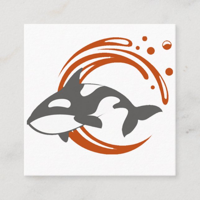 Orca-Wal-Maskottchen-Logo Quadratische Visitenkarte (Vorderseite)