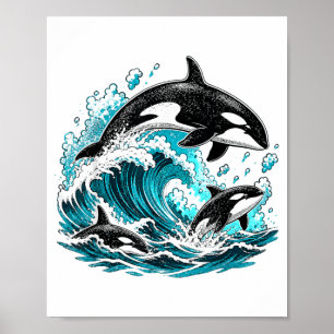 Orca-Wal-Ozeanpark-Besuch-Meeresleben-Familie Poster
