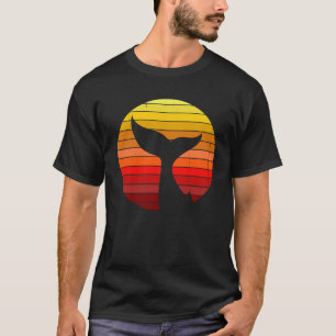 Orca-Wal-Schwanz-Sonnenuntergangs-Stil Silhouette  T-Shirt