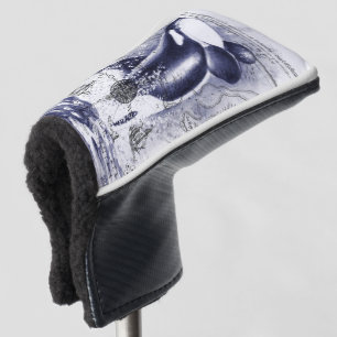 Orca-Wal-Vintages Karten-Blau Golf Headcover