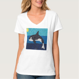 Orca (weiß) - Damen V-Ausschnitt T-Shirt