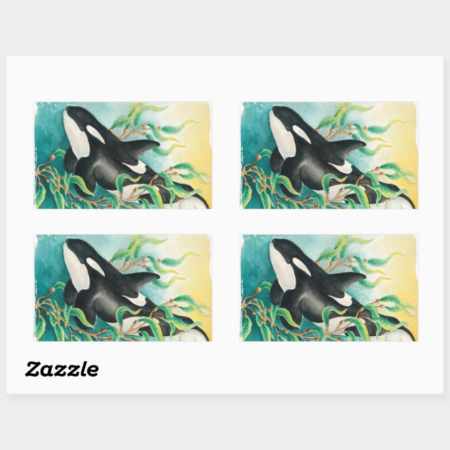Orca Whale Albergo Colmanicchio Rechteckiger Aufkleber (Blatt)