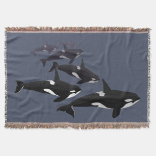 Orca Whale Blanket Killer Whale Art Throw Blankes Decke