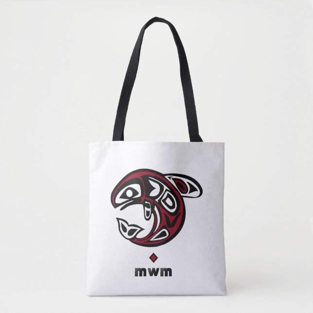 Orca Whale Haida Design — Monogram Schultertasche Tasche (Vorderseite)