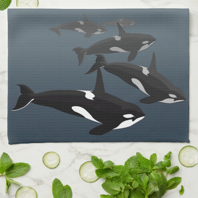 Orca Whale Handtuch Killer Whale Geschirr Handtüch (Gefaltet)