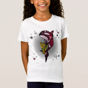 Orca Whale mit Teddy Bear im Space Graphic Design T-Shirt