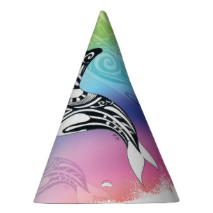 Orca Whale Rainbow Tribal Art Partyhütchen