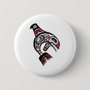 Orca Whale Salate Design Pazifischer Nordwesten Button