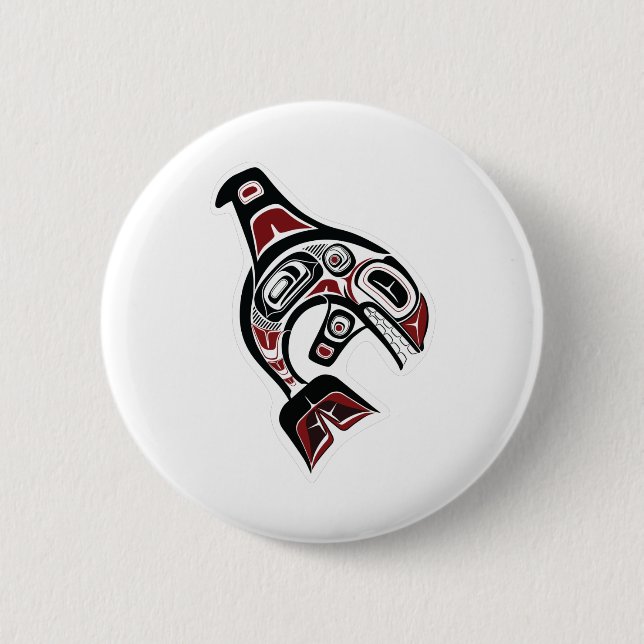 Orca Whale Salish Design Pazifik Nordwestliche Ein Button (Vorderseite)