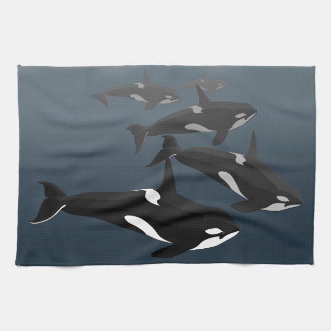 Orca Whale Towel Killer Whale Plat Serviettes & Dé (Horizontal)