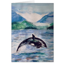 Orca, Whale Wasserfarbe zeichnend Postkarte