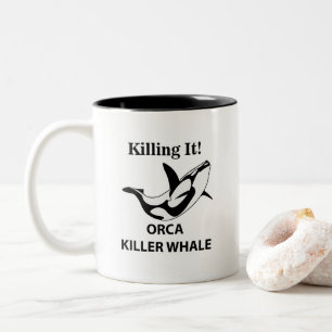 Orcamörderwal, der es lustig macht zweifarbige tasse