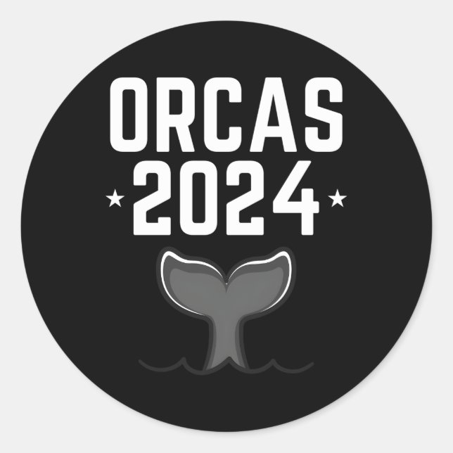 Orcas 2024 runder aufkleber (Vorderseite)