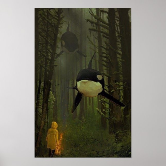 Orcas in a Mystical Forest Poster (Vorne)