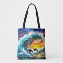 Orcas in einem Wellenbauwerk von Rich AMeN Gill Tasche