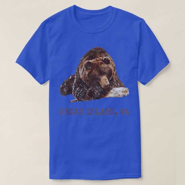 Orcas Island Brown Grizzle Bär in Snow Washington T-Shirt (Design vorne)