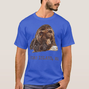 Orcas Island Brown Grizzle Bär in Snow Washington T-Shirt