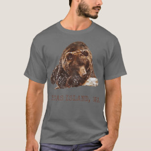 Orcas Island Brown Grizzle Bär in Snow Washington T-Shirt